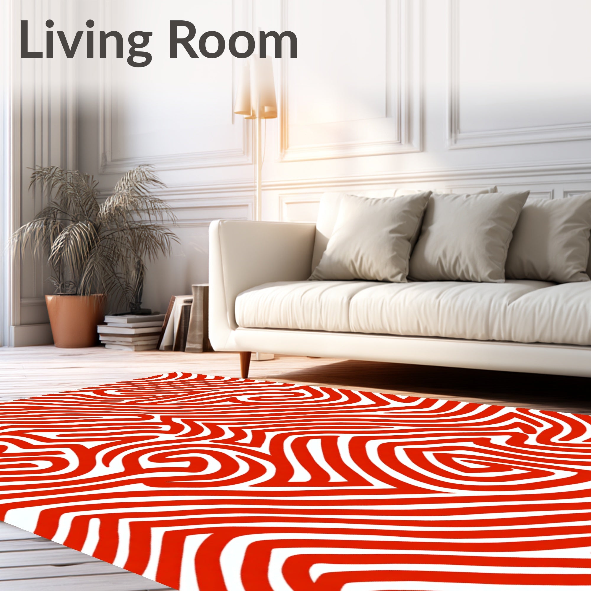 Vibrant Red Swirl Maze Rug