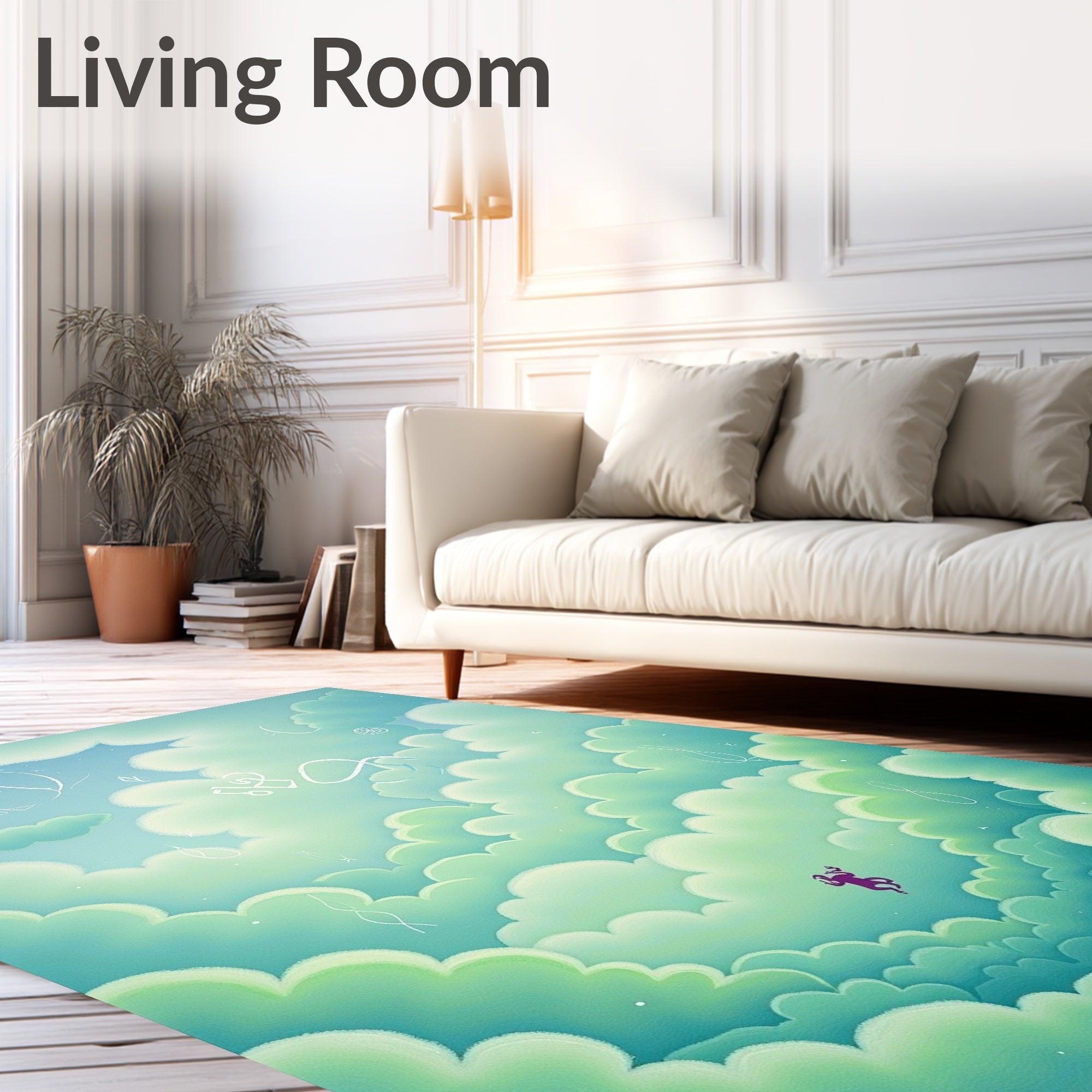 Dreamy Cloudscape With Musical Notes Rug