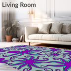 Whimsical Purple Octopus Swirls Rug