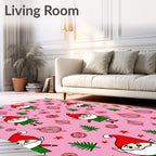 Whimsical Pink Elf Christmas Throw Rug