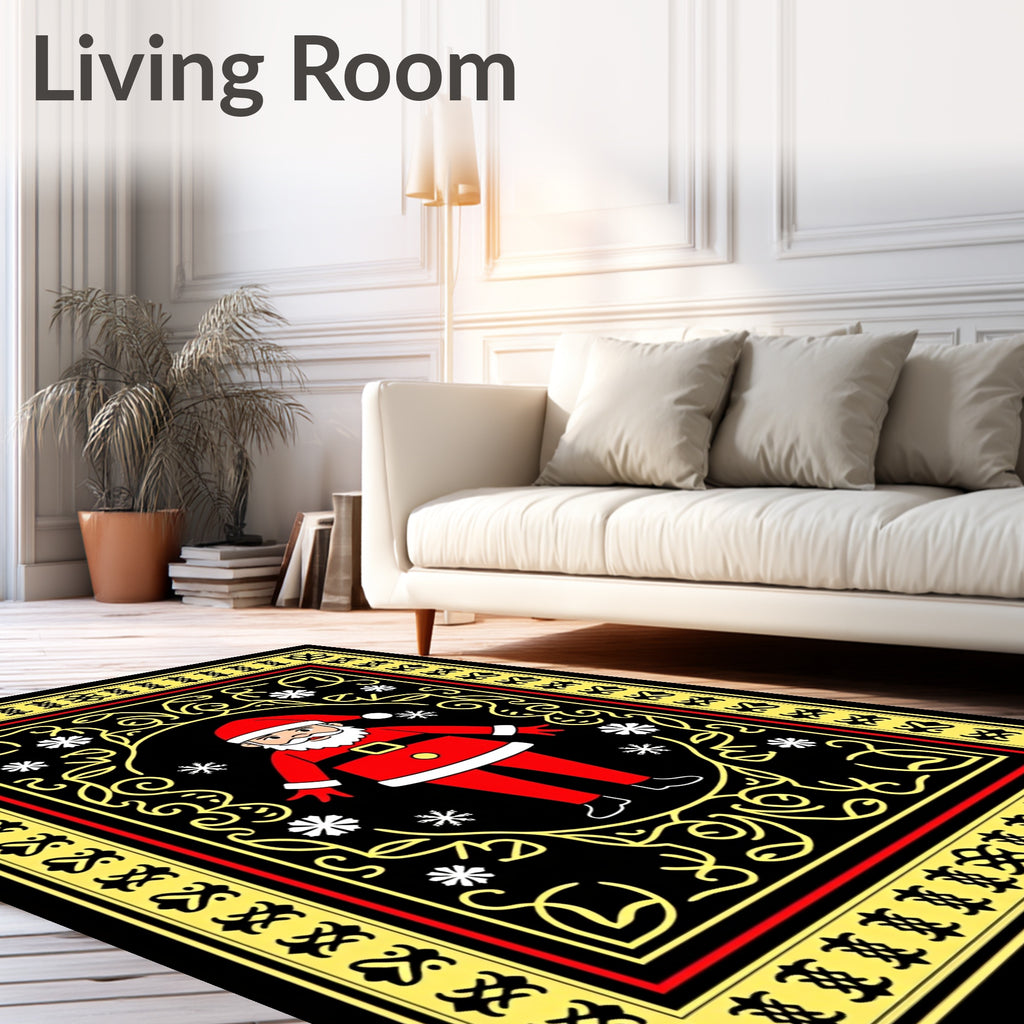 Classic Festive Santa Claus Folk Art Rug