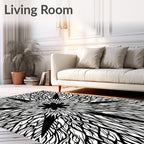 Black White Starburst Organic Textures Rug