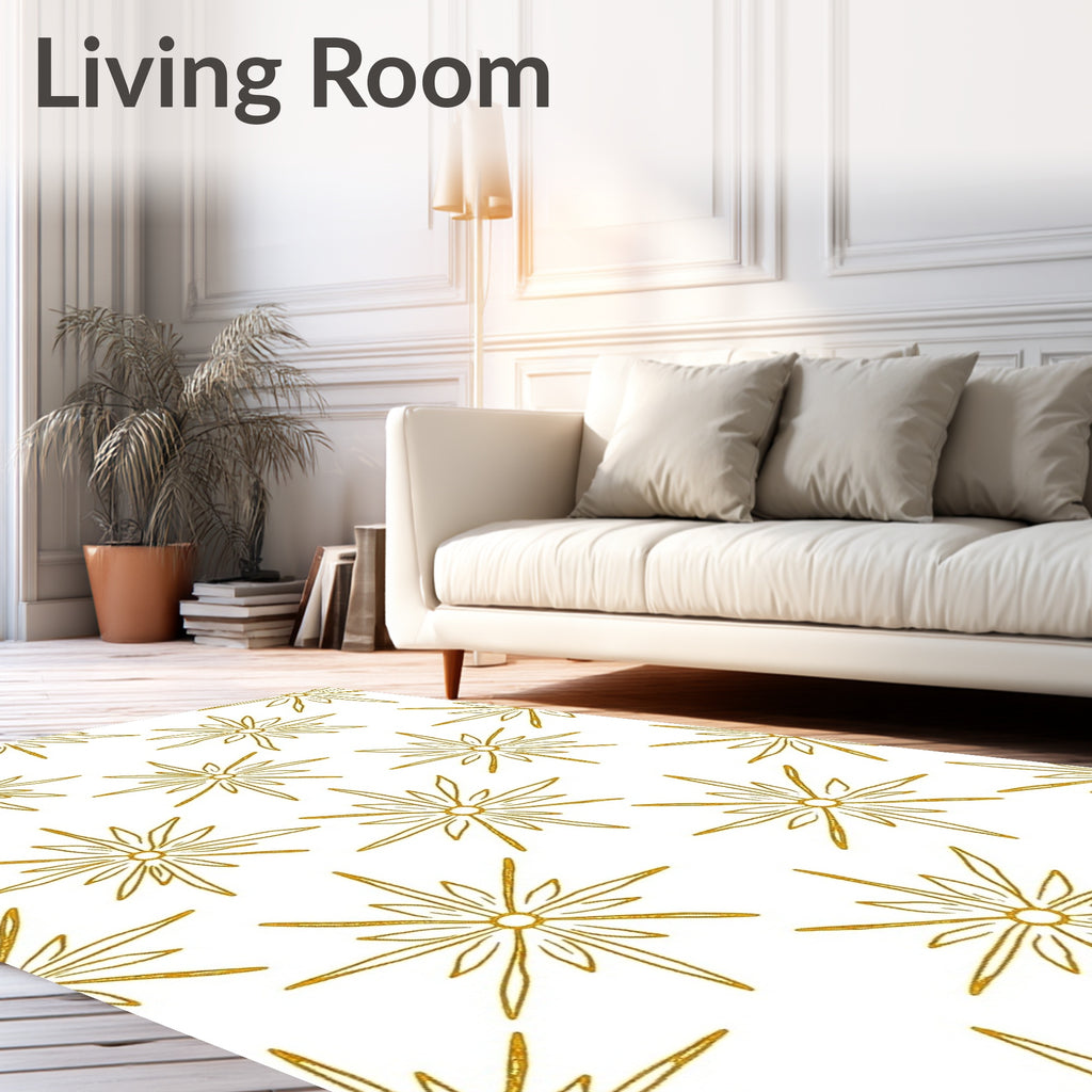 Golden Starburst Floral Medallion Rug