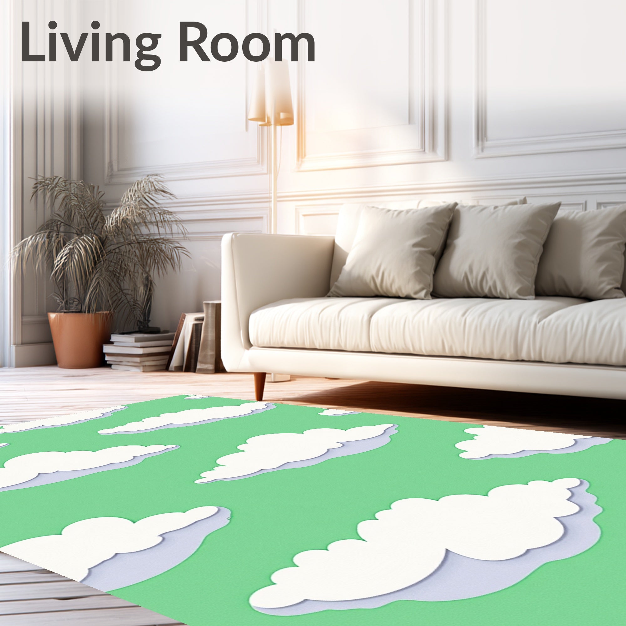 Whimsical Green Cloudscape Whimsical Rug