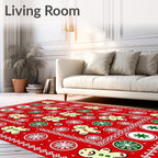 Red Gingerbread Man Circle Garland Rug