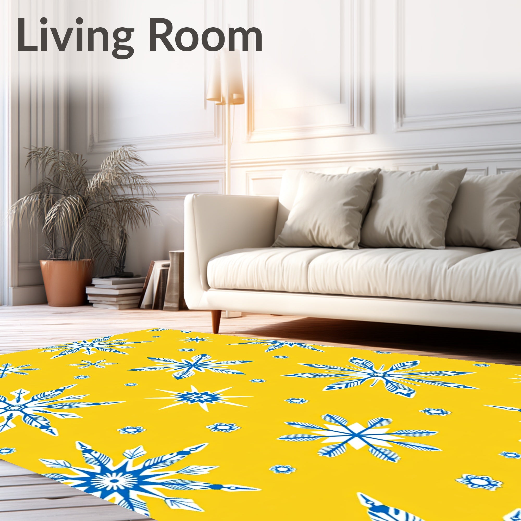 Golden Yellow Snowflake Meadow Rug