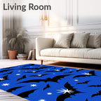Bold Black Bats Starlight Sky Rug
