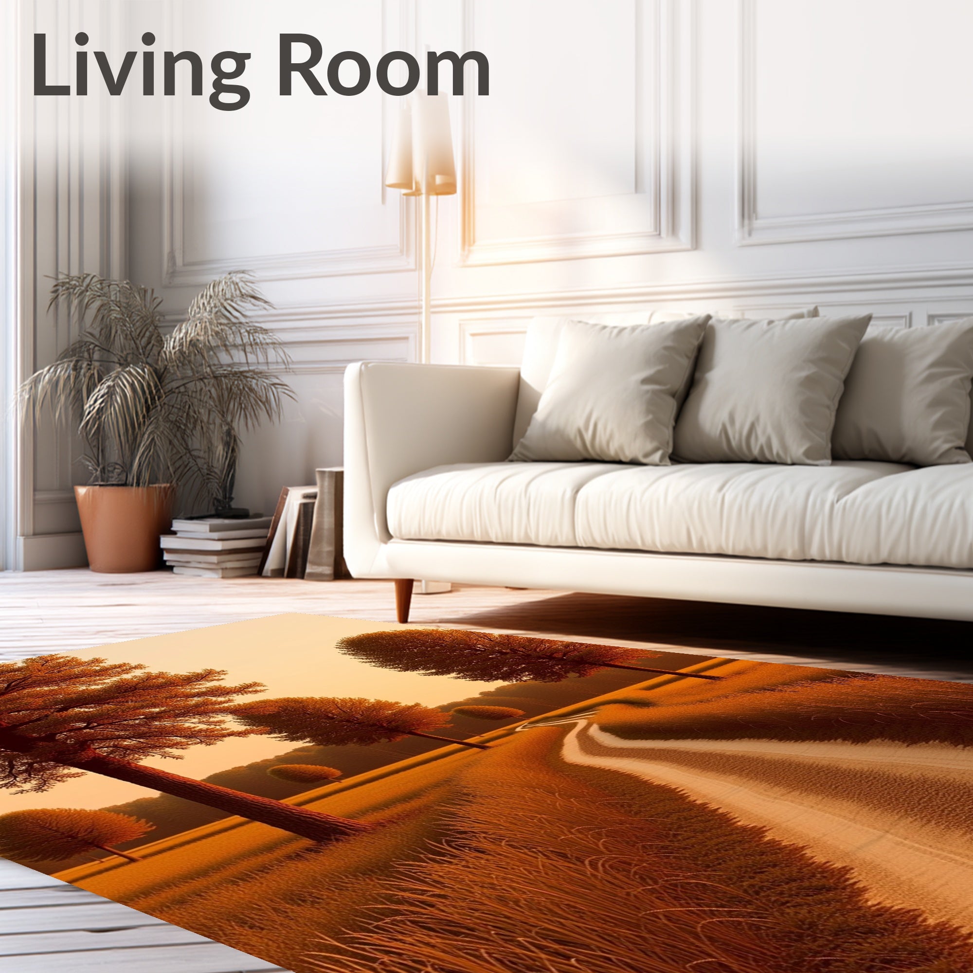 Golden Autumn Path Countryside Trees Rug