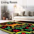 Whimsical Yellow Giraffe Floral Border Rug