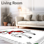 White Horse with Red Holiday Bows Rug