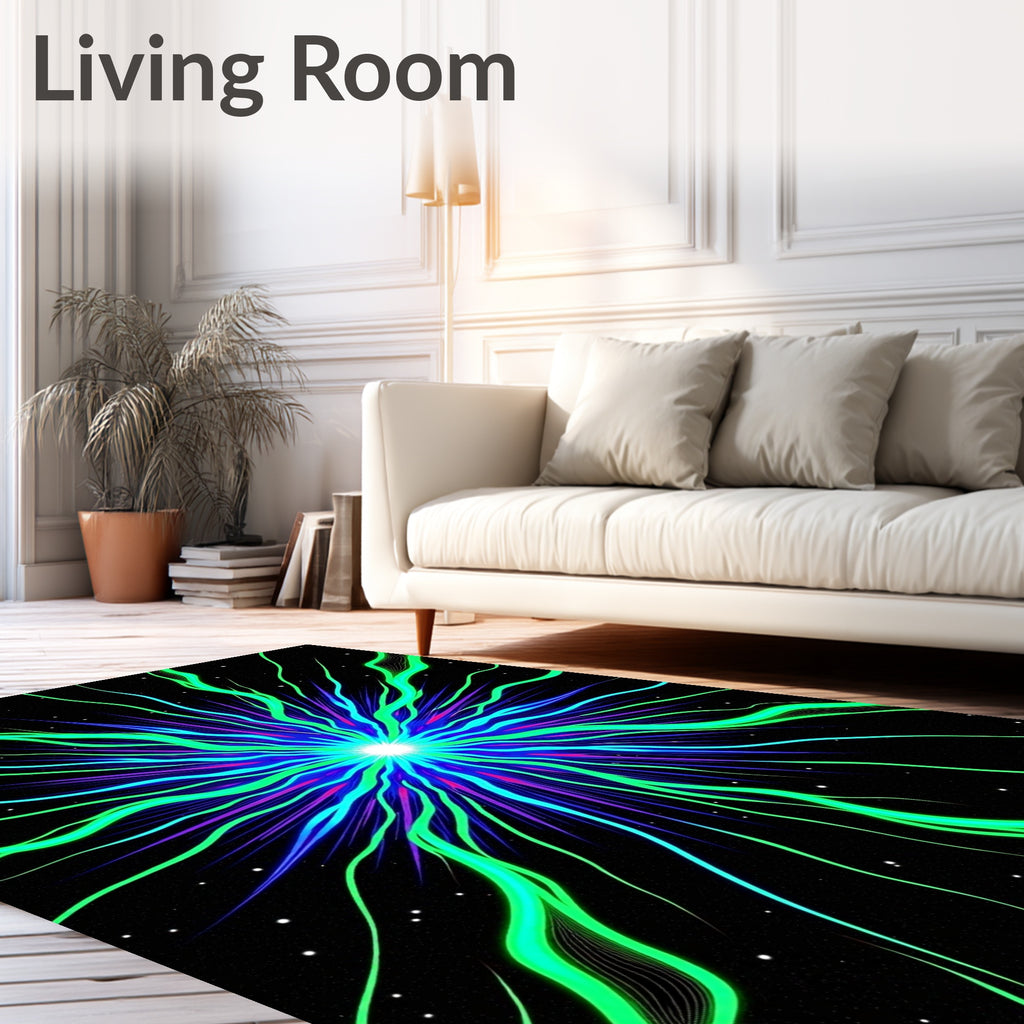 Neon Burst Swirl Galaxy Rug
