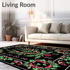 Vibrant Green Berry Garden Medallion Rug
