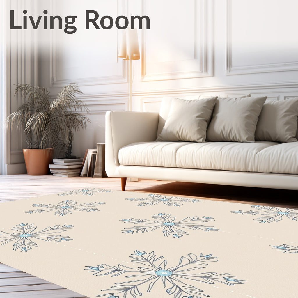 Soft Snowflakes Cream Backdrop Repeat Rug