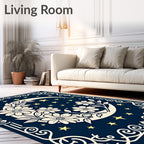 Celestial Floral Moon Night Sky Rug