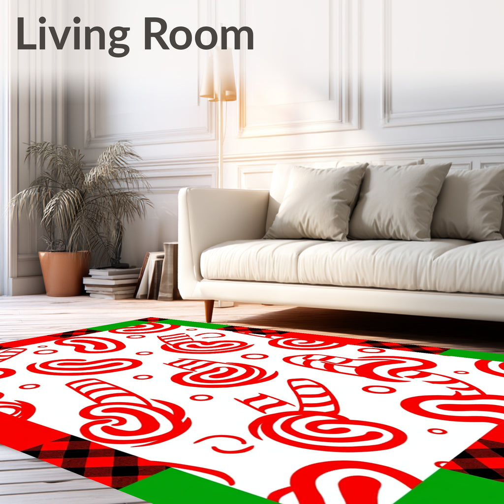 Red White Swirl Candy Cane Medley Rug