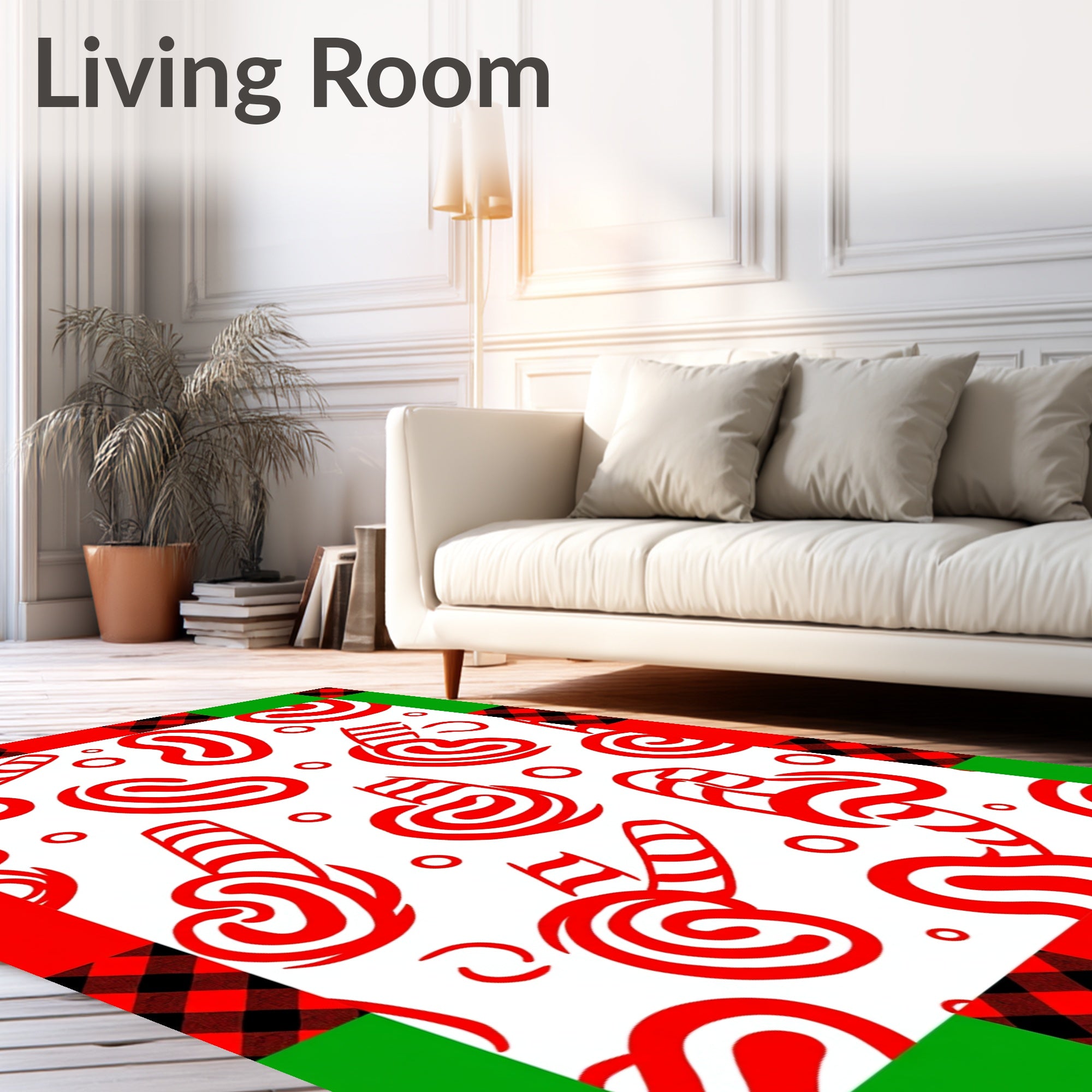 Red White Swirl Candy Cane Medley Rug