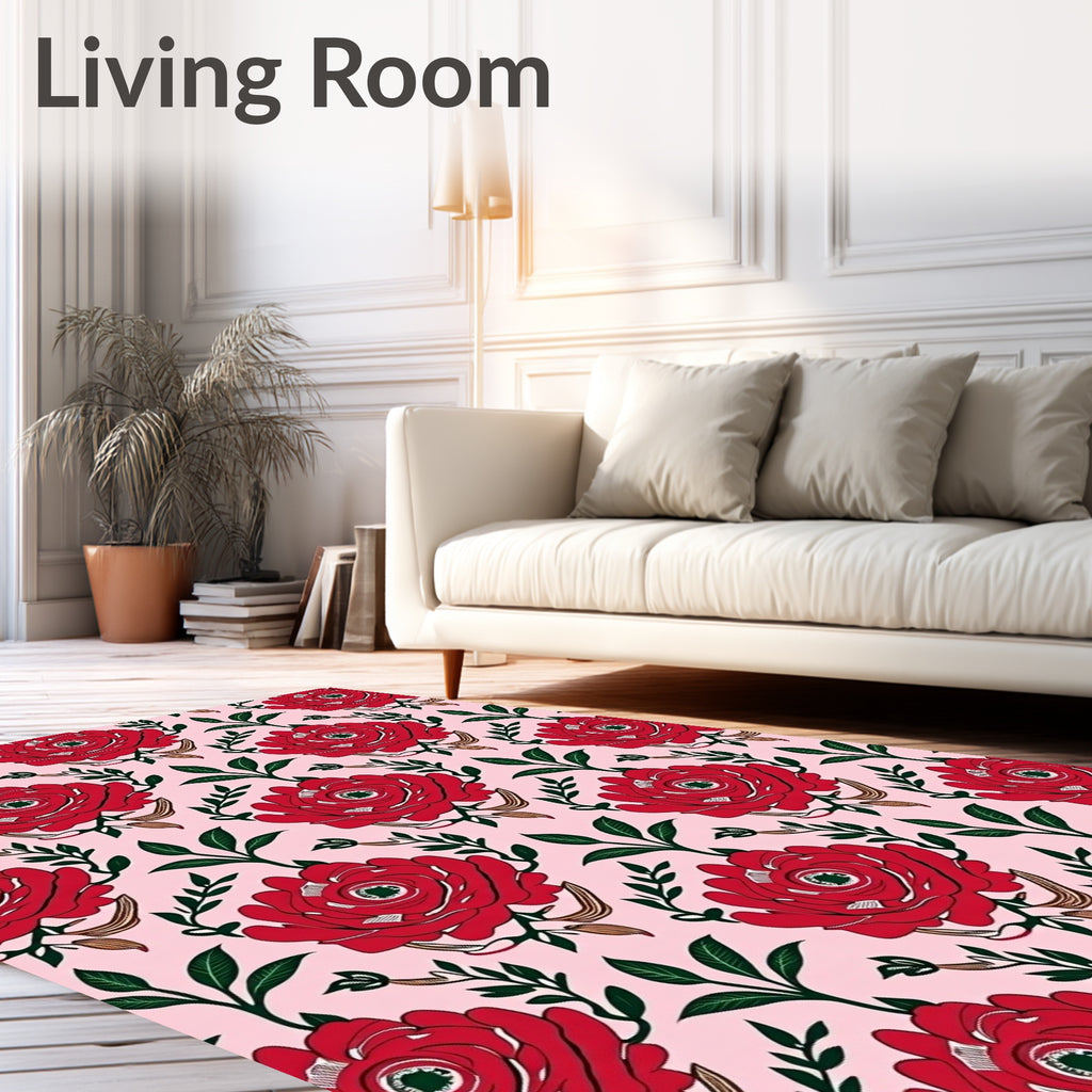 Crimson Red Garden Flower Repeat Rug