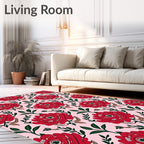 Crimson Red Garden Flower Repeat Rug