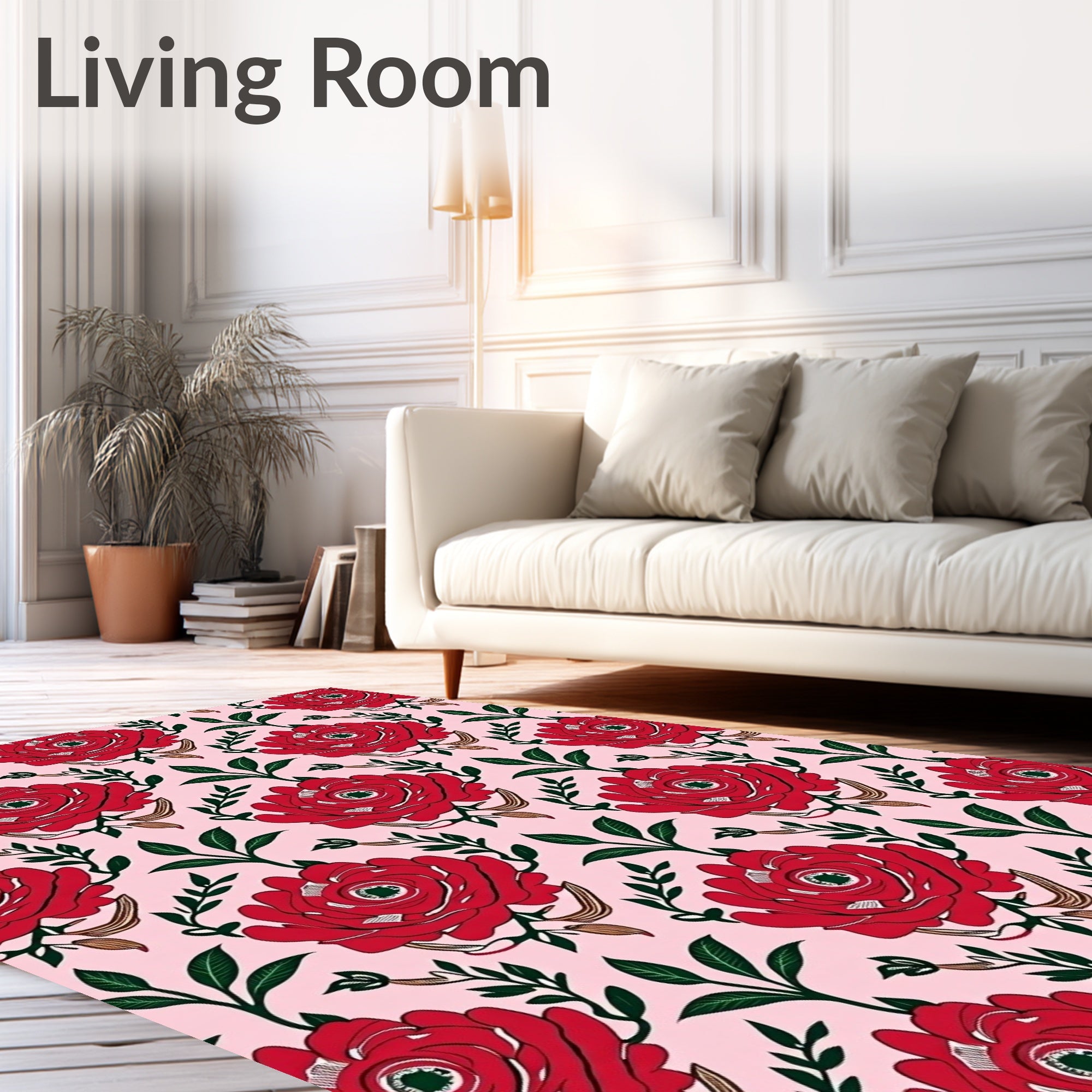 Crimson Red Garden Flower Repeat Rug