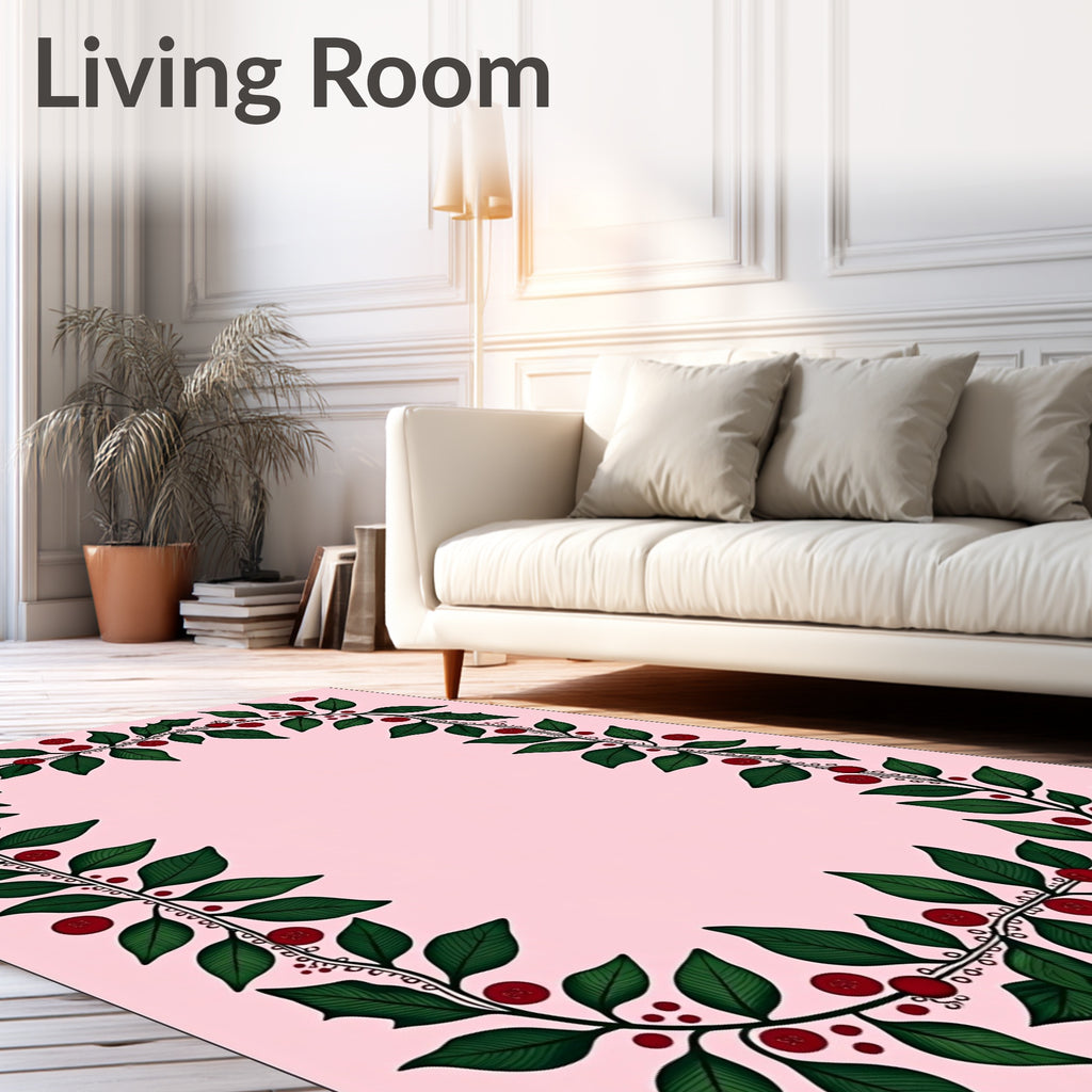 Evergreen Berry Vine Border Rug