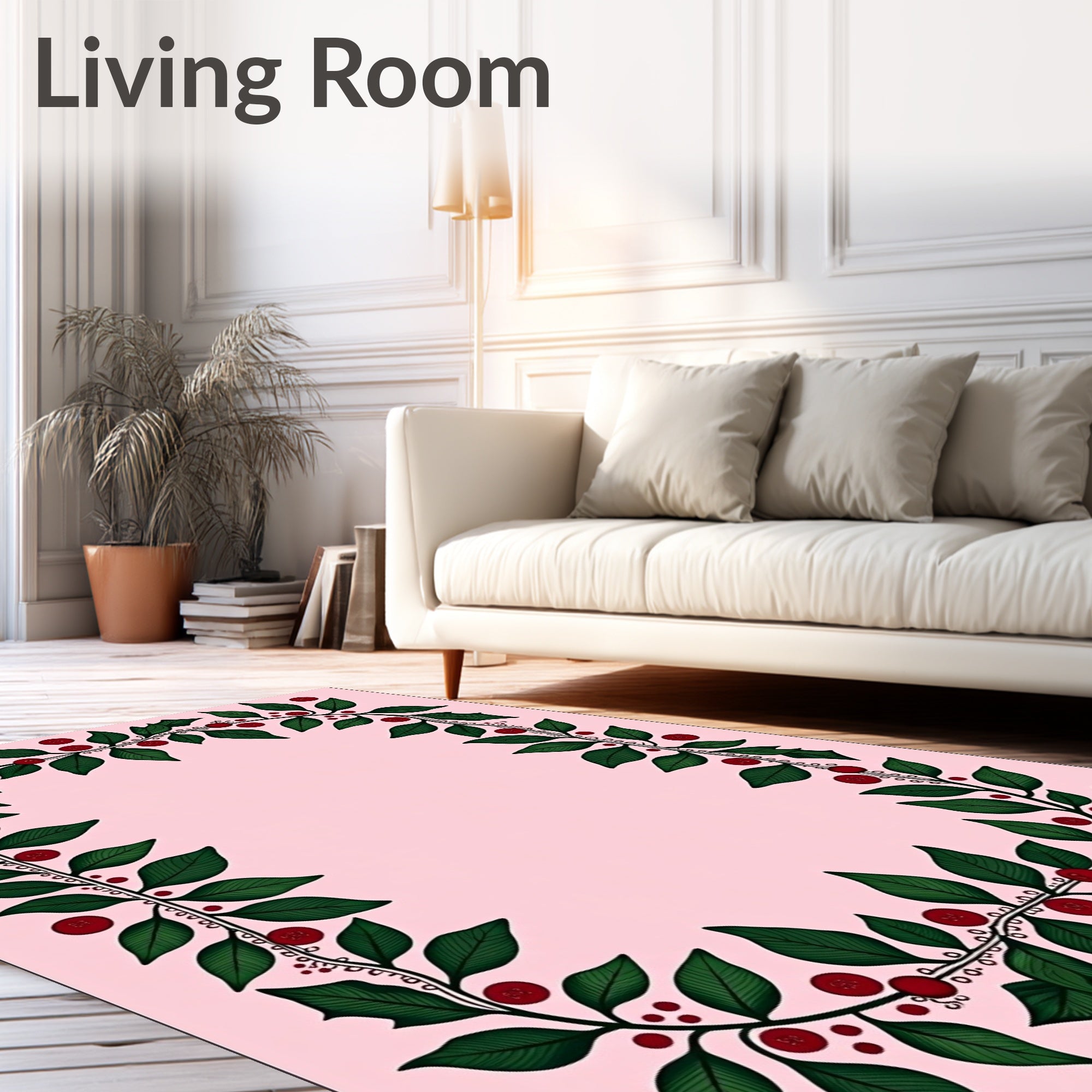 Evergreen Berry Vine Border Rug