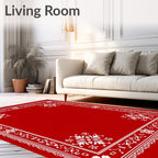 Crimson White Floral Border Medallion Rug
