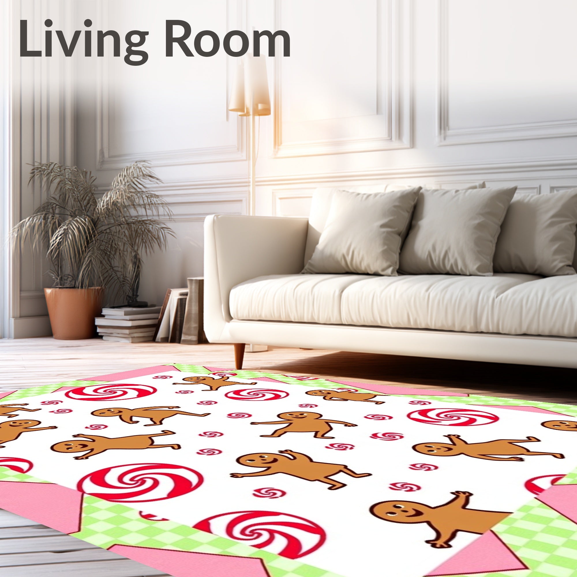 Gingerbread Man Peppermint Swirl Candy Rug