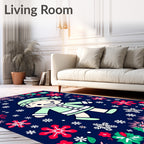 Christmas Character Snowflake Border Rug