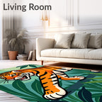 Vibrant Orange Tiger Tropical Jungle Rug
