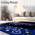 Black Cat on Starry Midnight Canvas Rug