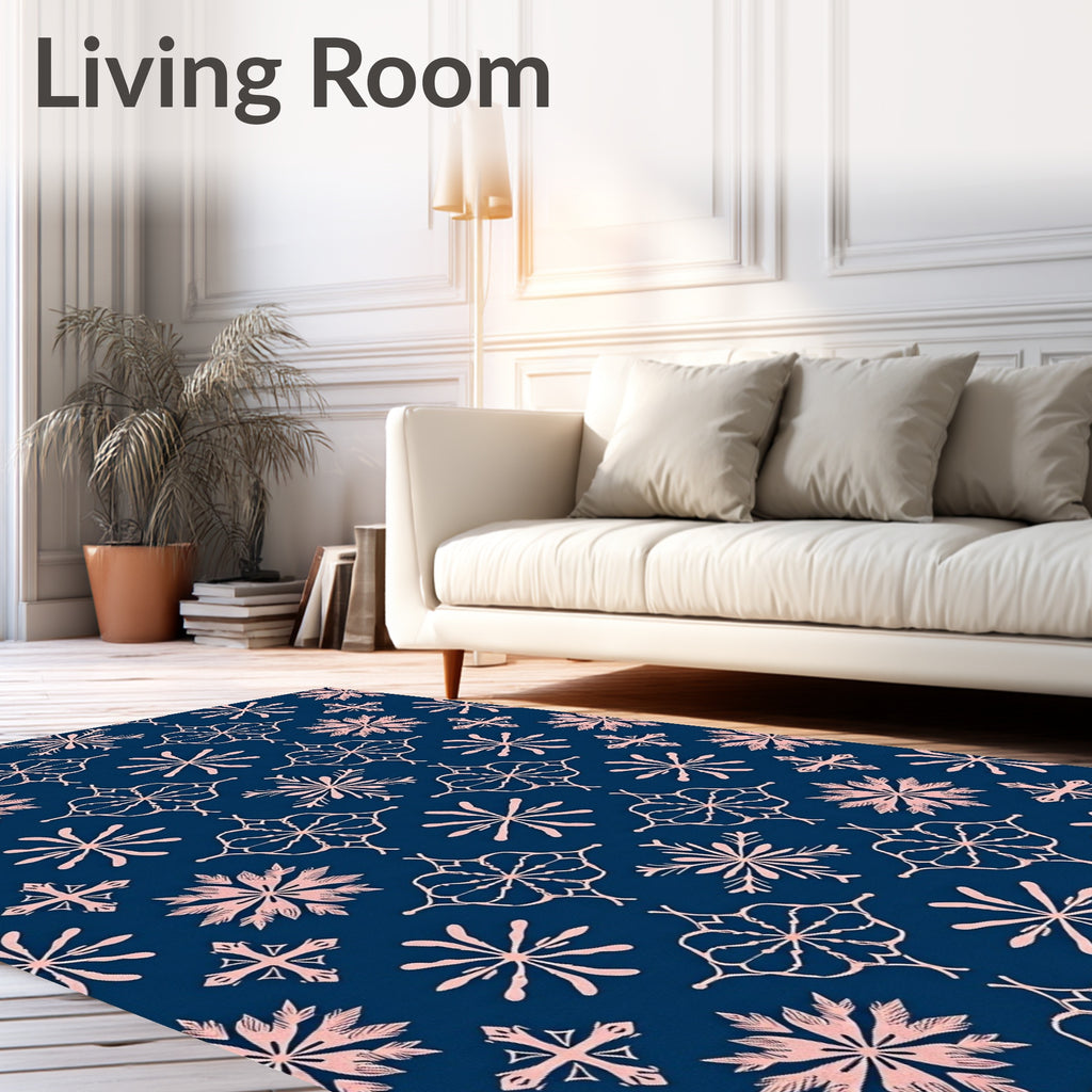 Navy Rose Snowflake Medallion Rug