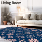 Navy Rose Snowflake Medallion Rug