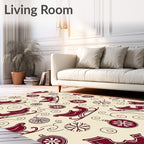 Crimson Sleigh And Snowflake Bazaar Rug