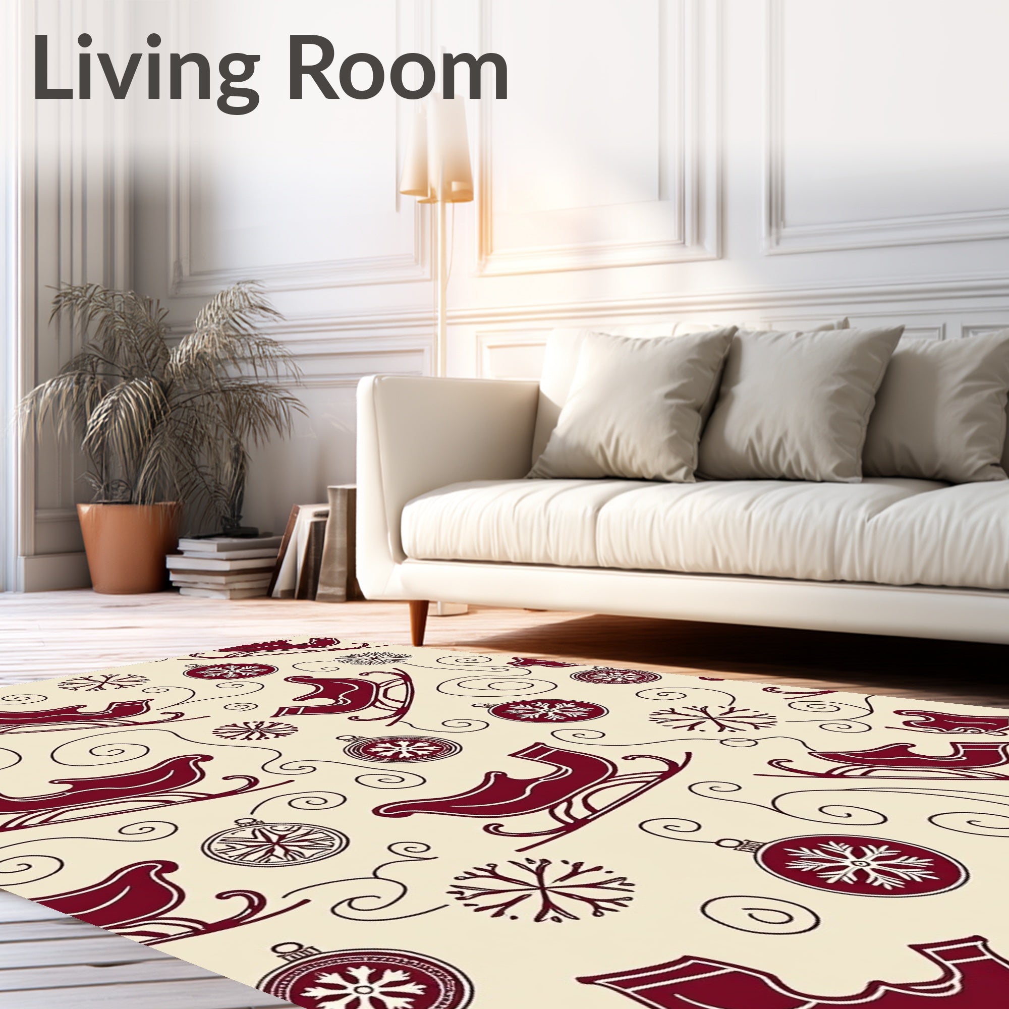 Crimson Sleigh And Snowflake Bazaar Rug