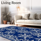Winter White Snowflake Medallion Blue Rug