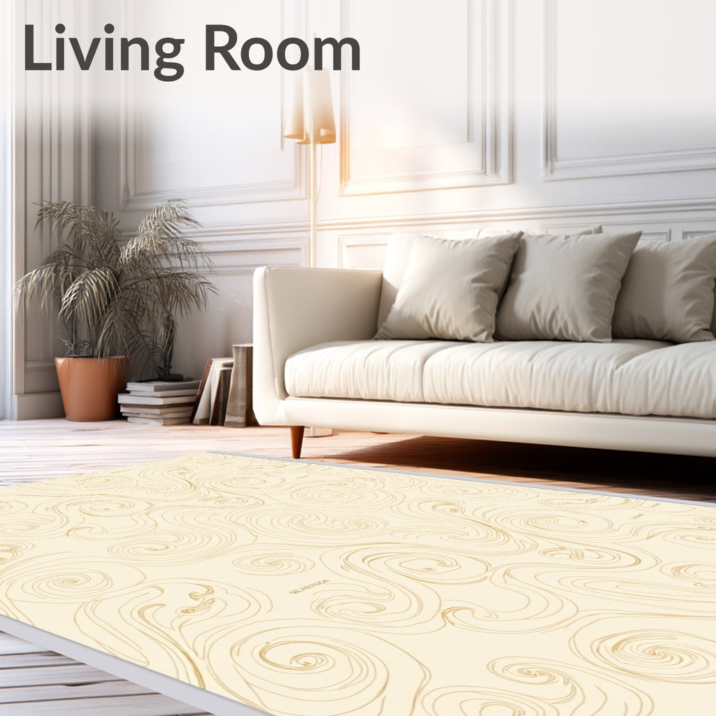 Golden Swirl Flow Organic Art Rug