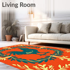Vibrant Rooster Floral Border Rug