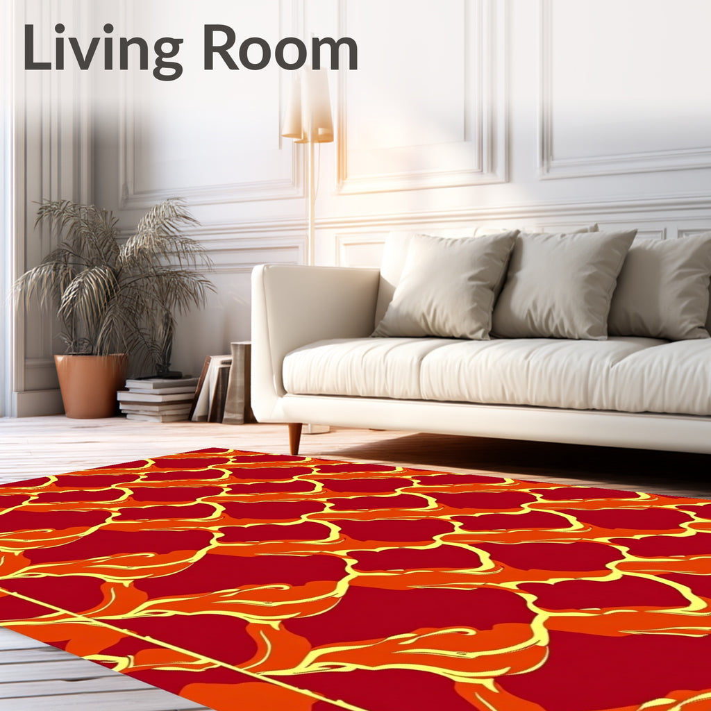 Crimson Orange Scaled Flow Rug