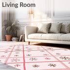 Pink Plaid Snowflake Medallion Rug