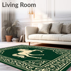 Green Cream Horse Ornamental Border Rug