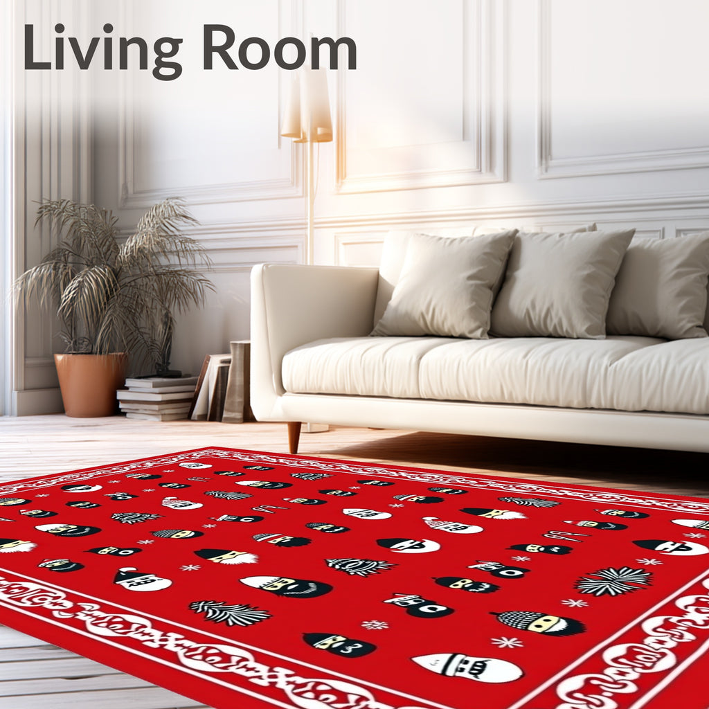Festive Red Merry Christmas Characters Rug
