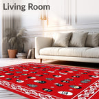 Festive Red Merry Christmas Characters Rug