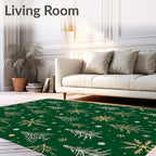 Emerald Green Forest Christmas Trees Rug