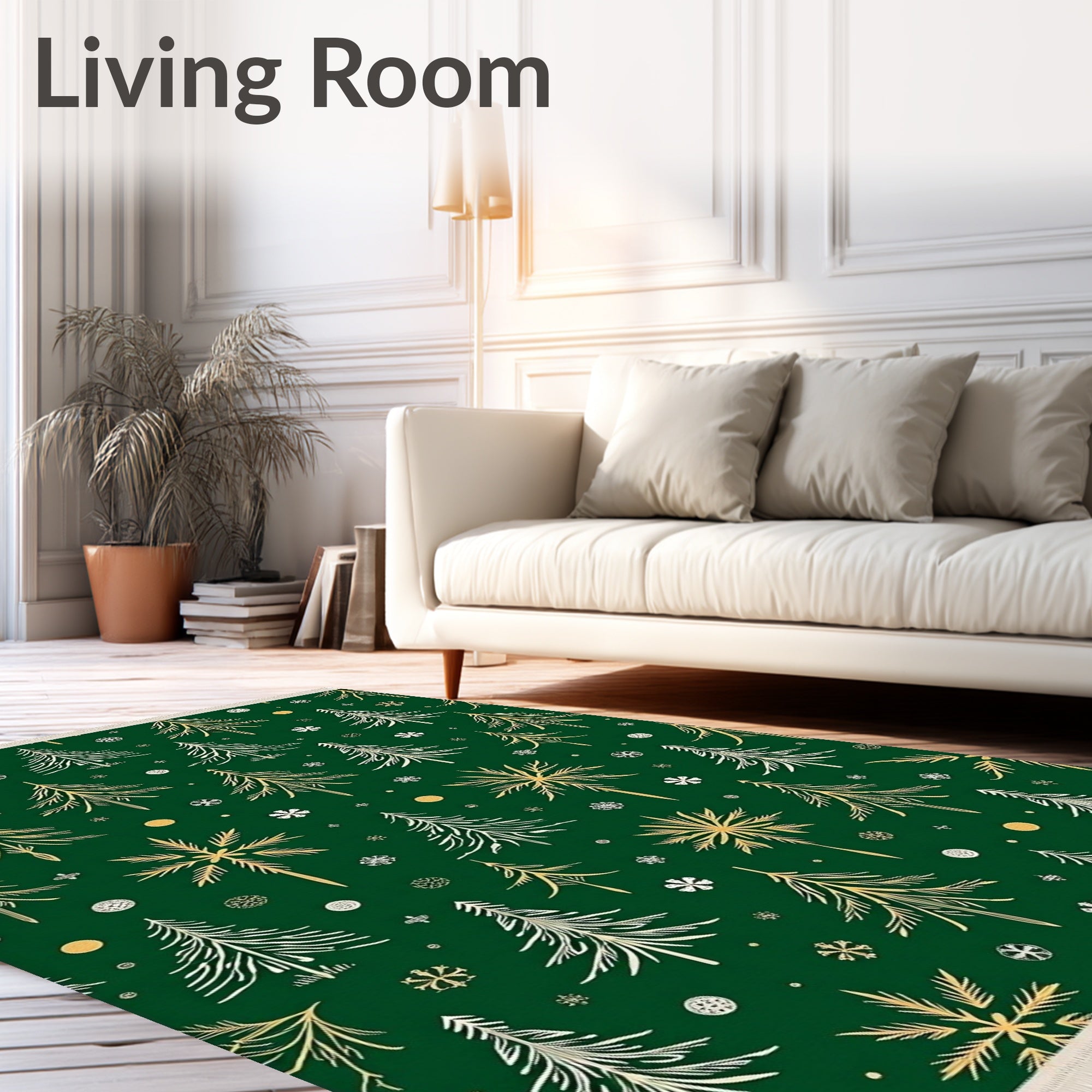 Emerald Green Forest Christmas Trees Rug