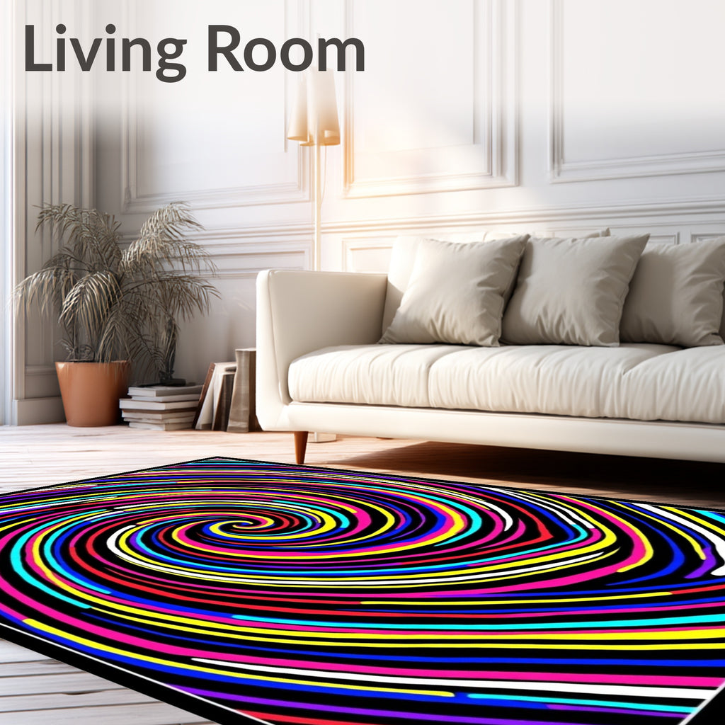 Vibrant Swirl Rainbow Ribbons Rug