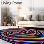Vibrant Swirl Rainbow Ribbons Rug