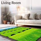 Rolling Green Hills Ranch Scene Rug