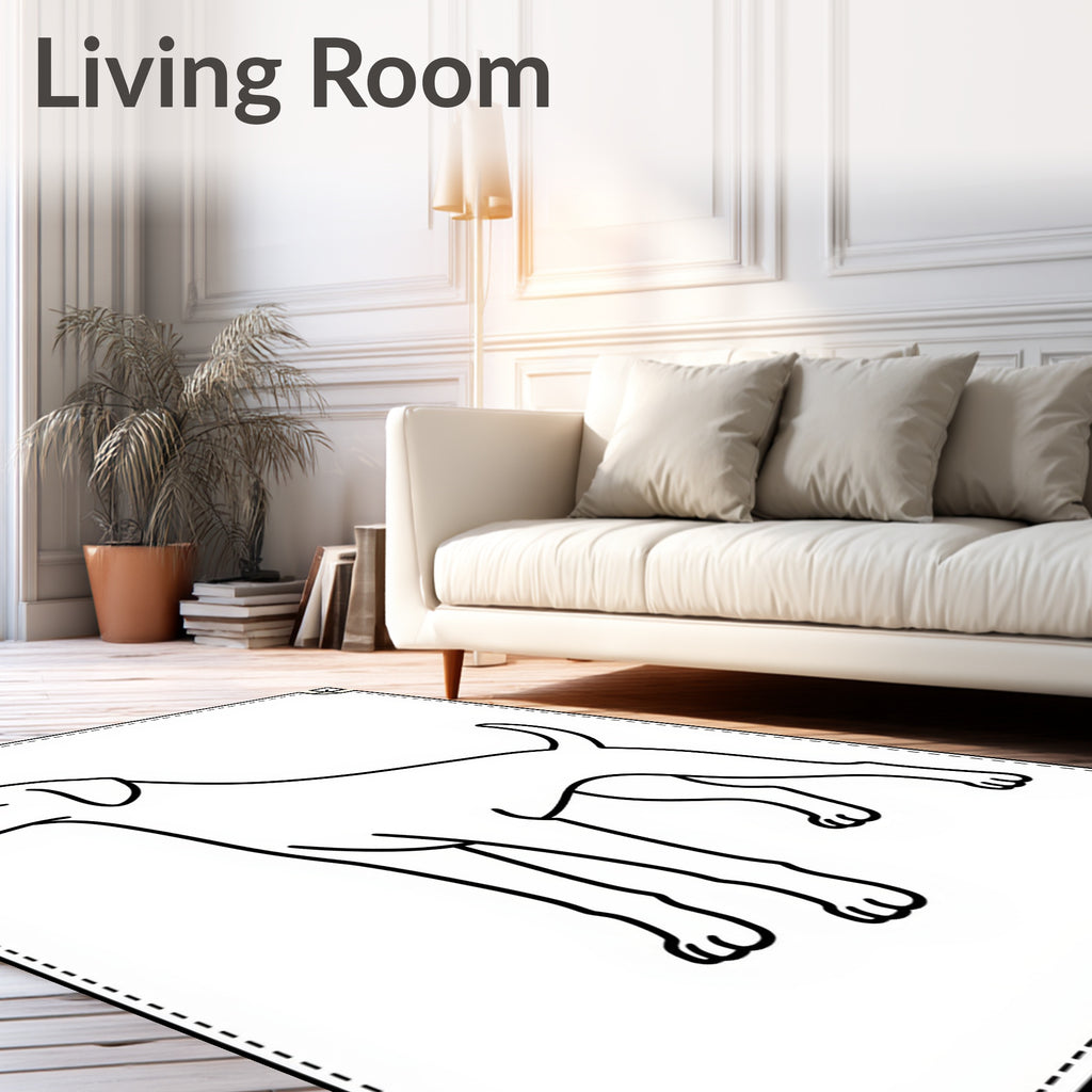 Playful Thin Line Dog Portrait Rug