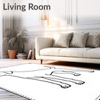 Playful Thin Line Dog Portrait Rug