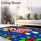 Jolly Dog Red Striped Festive Holly Rug